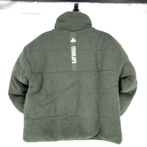 Fourlaps Polar Quilted Reversible Unisex Thyme/White Sherpa Jacket - Size S -NWT - Picture 3 of 15